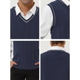thumbnail image 6 of Unique Bargains Men's Classic Knitted Sleeveless V-Neck Pullover Sweater Vest S Navy Blue, 6 of 6