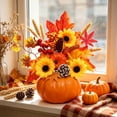 thumbnail image 5 of Artificial Sunflower and Pumpkin Table Decor, Realistic Faux Floral Pumpkin Ornament, Fall Desktop Centerpiece, Seasonal Autumn Home Dining Table Mantel Decoration, C, 5 of 7