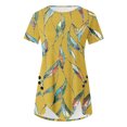 thumbnail image 2 of Blusas de Manga Corta para las Mujeres Botón Impreso Cuello Redondo Top Casual, Blusas para las Mujeres Casual, 2 of 5