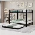 thumbnail image 2 of Leumius Triple Bunk Bed Full over Full with Trundle, Convertible Metal Bunk Bed Frame with Ladder & Safety Guardrail, Space-Saving for Teens and Adults,Black, 2 of 8