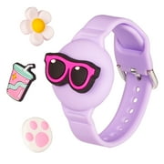 YUNOVA AirTag Wristband for Kids - Adjustable Silicone Bracelet with 4 Replaceable Cartoon Patterns Waterproof Tracker Holder Compatible with Apple AirTag Accessories