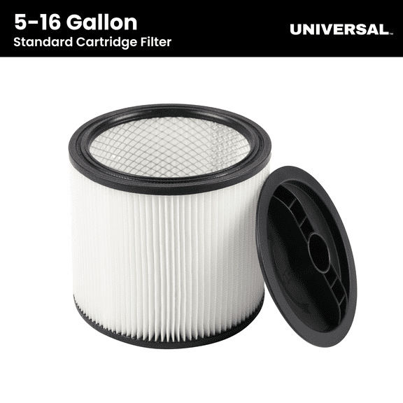 Universal Standard Dust Cartridge Filter with Cap, Fits most 5-18 Gallon Wet/Dry Vacuums