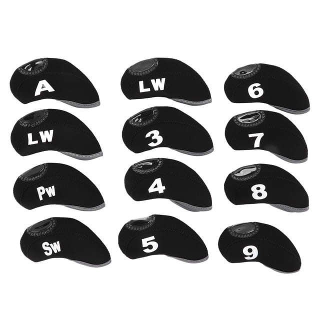 YM- 12 Uds. Fundas de cabeza para Club de Golf, cubierta protectora para número de poste de hierro, color negro