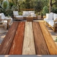 thumbnail image 2 of Farmhouse Burnt Orange Brown Outdoor Rug for Patio/Deck/Porch, Non-Slip Large Area Rug 6 x 9 Ft, Vintage Wooden Striped Indoor Outdoor Rugs Washable Area Rugs, Reversible Camping Rug Carpet Runner, 2 of 8