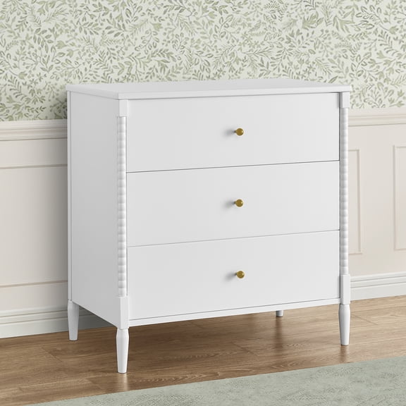 Delta Children Lily 3 Drawer Dresser with Interlocking Drawers, Bianca White