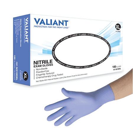 

Valiant N3100 Nitrile Exam Gloves Single Use Only Fingertip Textured Cornflower Blue Extra Large 100 Per Box 2 Boxes