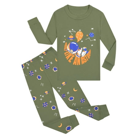 

Children s Homewear Long Sleeve Boys Cartoon Astronaut Print Pajamas Autumn And Winter Warm Pajamas(Size:12-18 Months)