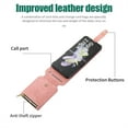 thumbnail image 3 of Jiahe Cover for Samsung Galaxy Z Flip 4, Mulit-Function Wallet Case,Flip Leather Zipper Card Holder Stand with Adjustable Shoulder Strap Full Body Protection Case Cover, pink, 3 of 6