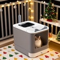 thumbnail image 3 of Large Covered Litter Box Furniture with Odor CONTROL, High Privacy, Easy cleaning - Modern  Toilet for Multiple Cats & Large Litter Boxes, Perfect Gift for  Owners, 3 of 15