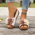 thumbnail image 2 of Rokment Women's Floral Orthopedic Platform Wedge Dress Backless Sandals 2026 Beach Bohemian Comfortable Leather Flower Arch Support Chunky High Heels Walking Slip on Summer Shoes White Size 6.5, 2 of 5