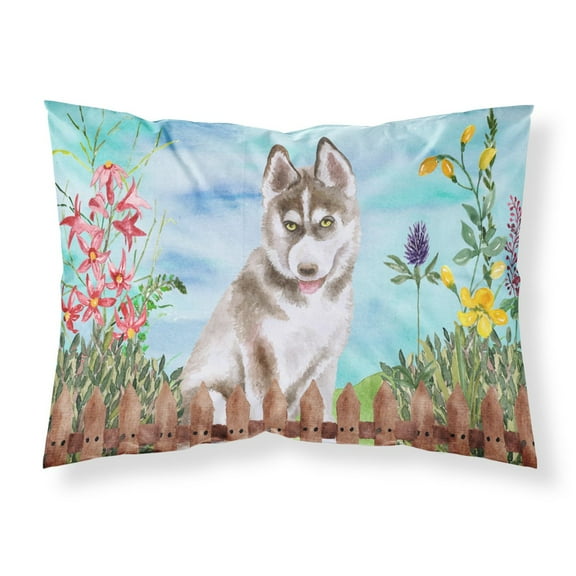 Siberian Husky Grey Spring Fabric Standard Pillowcase