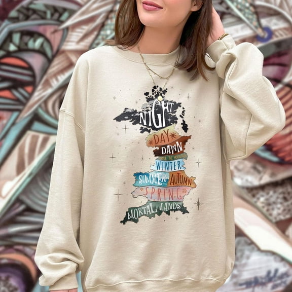 Prythian Lands Map Sweatshirt, Crewneck For Fan Of Acotar Series, Prythian Night Court Tshirt, Bookish TSHIRT All Size S-5XL