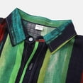 thumbnail image 5 of Mens Dress Shirts 2XL Casual Stripe Printed Short Sleeve Single Collared Comfortable Breathable Gathering Vacation Green Button Down Tops Sizes XXL, 5 of 6