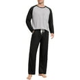 thumbnail image 2 of Stamzod Mens Pajamas Set Patchwork Casual Long Sleeve T Shirts Loose Pajama Pants Plus Size Men's Sleepwear 2 Piece Black M, 2 of 7