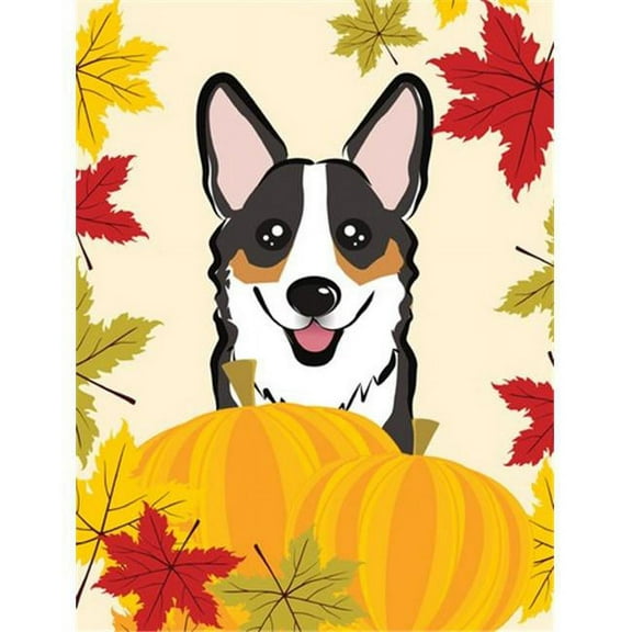 Tricolor Corgi Thanksgiving Canvas House Flag
