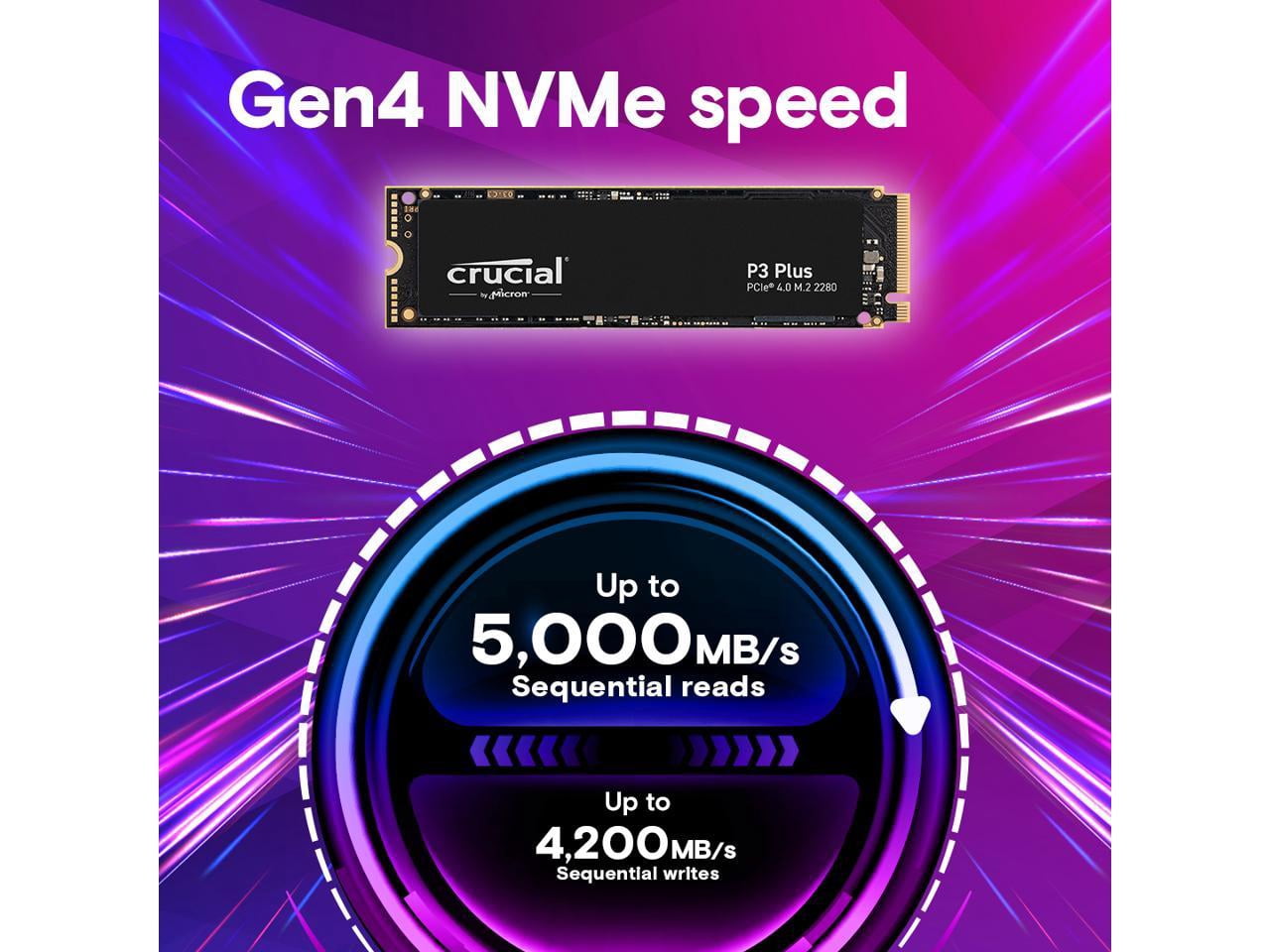 Crucial P3 Plus M.2 2280 500GB PCI-Express 4.0 x4 NVMe 3D NAND Internal Solid State Drive (SSD) CT500P3PSSD8