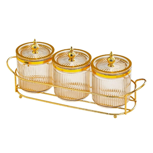 Bandeja de frutos secos con tapa y bandeja para decoración de bodas, multifuncional para servir postres. Amarillo 3 rejillas