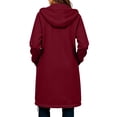 thumbnail image 6 of NTACZA Womens Sweatshirt Drawstring Long Sweatshirt Hoodies Zip Up Comfort Long Sleeve Coat with Pockets Outerwear Red S, 6 of 8