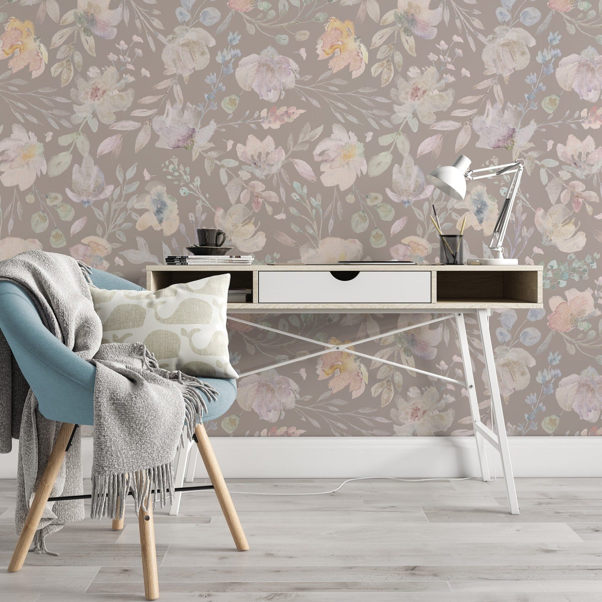 Watercolor Flowers Floral Wall Mural