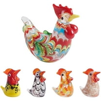 5pcs Glass Rooster Chicken Figurine Handmade Blown Chicken Statue Glass Art Mini Animal Decor for Collectibles Home Table Decoration Ornament