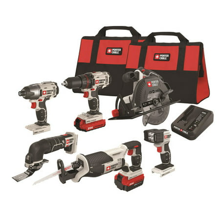 Factory-Reconditioned Porter-Cable PCCK618L6R 20V Max Cordless Lithium-Ion 6 Tool Combo