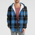 thumbnail image 2 of Gmluru Mens Jacket Plaid 2025 Check Print Pocket Long Sleeved Button Hooded Coat Outwear Plus Size, 2 of 6