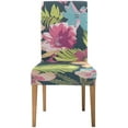 thumbnail image 2 of RYLABLUE Tropical Flower Pattern on Blue Stretch Chair Cover Protector Seat Slipcover for Dining Room Hotel Wedding Party Set of 6, 2 of 5