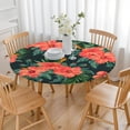 thumbnail image 3 of Floral Tablecloth Abstract Watercolor Pattern Waterproof Round Cover with Elastic Edges and Back for Rustic Dining, 3 of 6