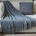 thumbnail image 4 of Tgbvmt Soft Knitted Blanket, Fringed Sofa Throw Blanket, Cozy Sleeping Blanket, 180x130cm, Comfortable and Stylish for Cuddling, Available in Multiple Colors, Machine Washable and Soft, 4 of 6