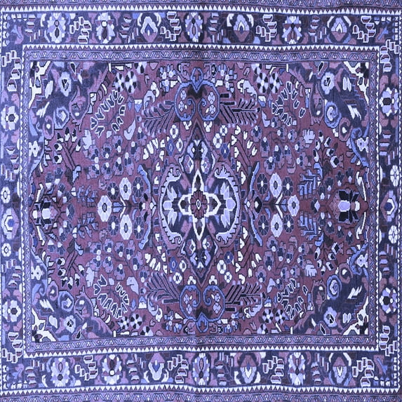Ahgly Company Machine Washable Indoor Square Persian Blue Traditional Area Rugs, 3' Square