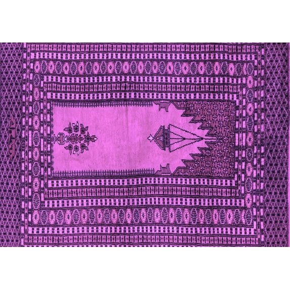 Ahgly Company Indoor Rectangle Abstract Purple Modern Area Rugs, 2' x 3'