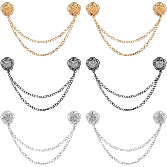 Multi-Function Magnetic Clothing Clips, 6 Pcs Magnetic Clothing Pins with Chain, Strong Metal Pinless Button Clips for Fixing Cardigan, Hijab, T-Shirt, Pants Hem