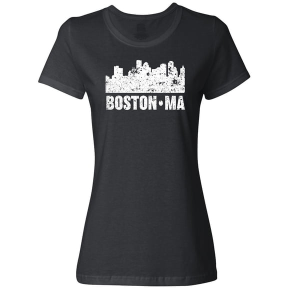 Inktastic Boston Massachusetts City Skyline with Grunge Women's T-Shirt