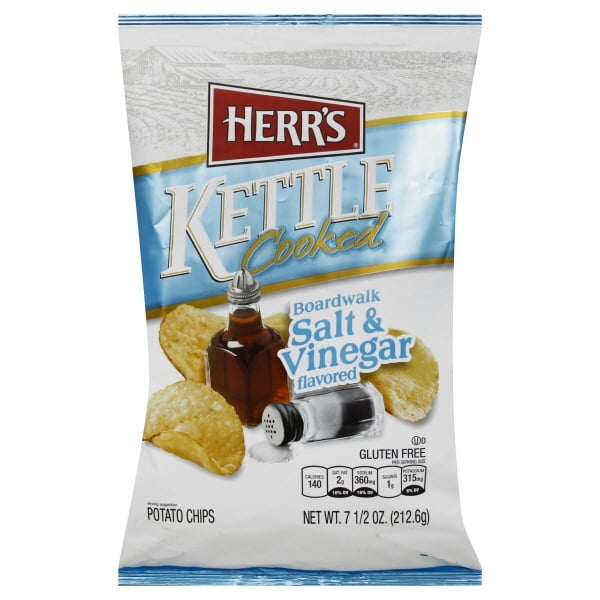 Herr's Kettle Cooked Boardwalk Salt & Vinegar Flavored Potato Chips, 8