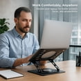 thumbnail image 3 of Swivel Laptop Stand for Desk – Adjustable Laptop Riser with 360° Rotation, Height & Tilt, Vented Metal Cooling Panel, Portable Folding Stand (Black), 3 of 10