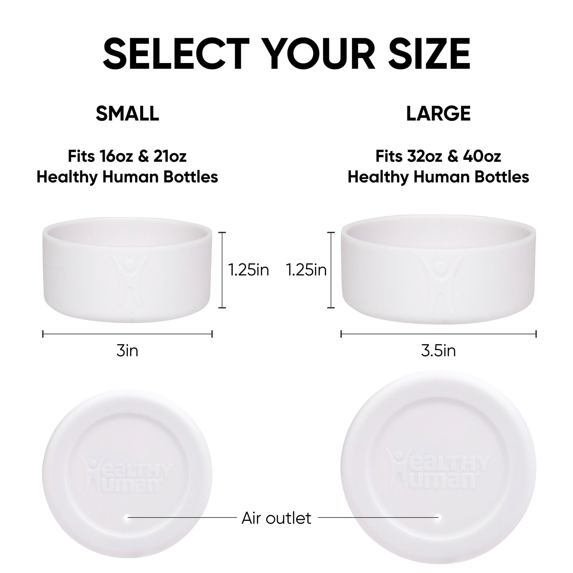 Healthy Human Protective Silicone Bumper Boots for Stein Bottles - Fits 32oz and 40oz Bottles. BPA Free Anti-Slip Bottom Silicone Sleeve Cover Boot, White