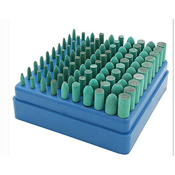 CHENTEC 100 Pcs Têtes de Meulage en Caoutchouc Accessoires de Polissage Kit de Tête de Roue Montée (Vert)