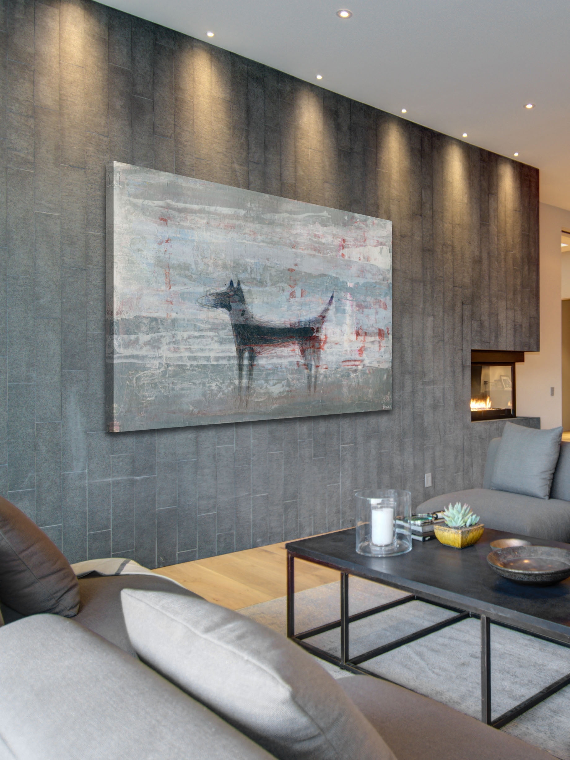 "Dark Dog" Painting Print on Wrapped Canvas