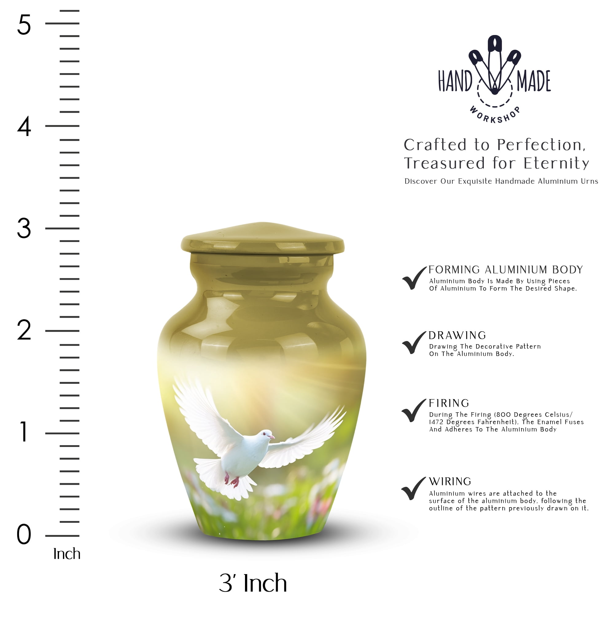 Peaceful Dove Memorial Keepsake - Cremation Urns For Human Ashes Adult Male - Burial Urns For Humans Ashes Remains - Decorative Urns For Ashes - Urns For Ashes Adult Mother (Size -3Inch, 1Pcs)
