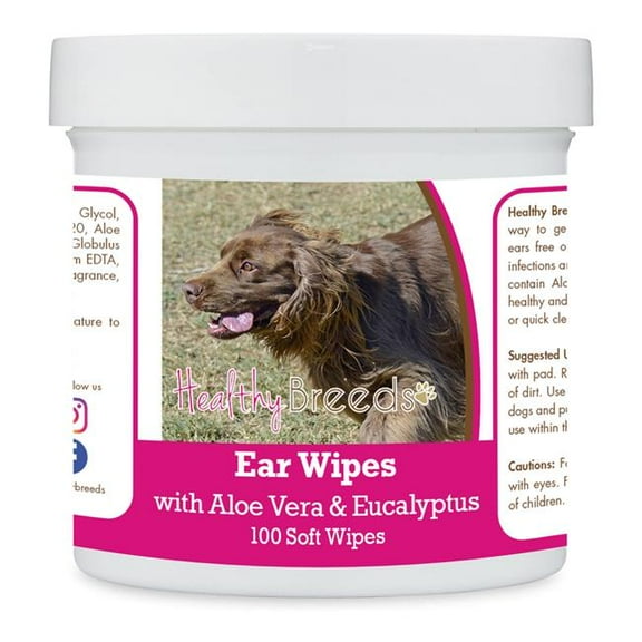 Healthy Breeds 192959824803 Sussex Spaniel Ear Cleaning Wipes with Aloe & Eucalyptus for Dogs - 100 Count