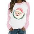 thumbnail image 2 of Fartey Christmas Sweatshirt Women Plus Size Raglan Long Sleeve Sweatshirts Fashion Xmas Print Crew Neck Pullover Tops Loose Casual Holiday Party Sweatshirts Pink S, 2 of 3