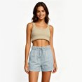 thumbnail image 6 of Women's Utility Shorts with Pockets, Casual Solid Color Elastic Waist Twill Shorts, Summer Lightweight Everyday Cuffed Hem Chino Basic Shorts, 6 of 8