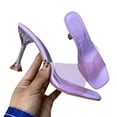 thumbnail image 2 of Vedolay High Heel Shoes For Women Dressy Women's Braided Low Block High Heels Square Open Toe Slip On Shoes,Purple 9, 2 of 4