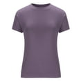 thumbnail image 4 of Womens Summer Tops Sevevn Women's Short Sleeve Solid Color Crewneck Casual Top Pullover T-Shirt Womens Shirts, 4 of 7