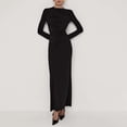 thumbnail image 2 of RXMEKW Robe Maxi à Encolure Asymétrique pour Femmes à Manches Longues, Taille Froncée, Coupe Ajustée, Couleur Unie, 2 of 5