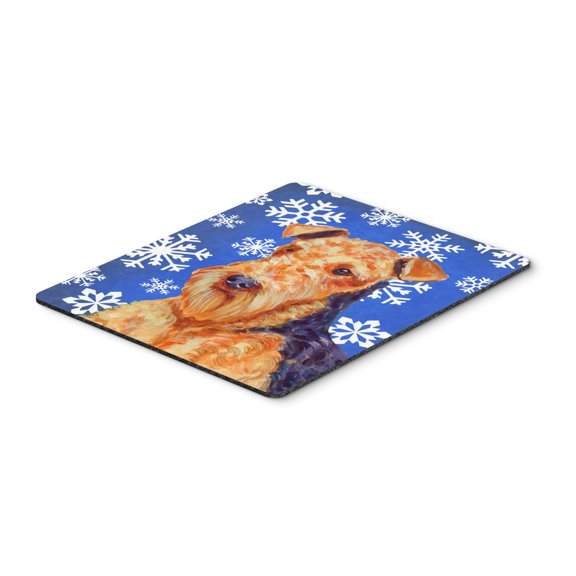 Carolines Treasures LH9291MP "Airedale Winter Snowflakes Holiday Mouse Pad Hot Pad or Trivet" Large multicolor