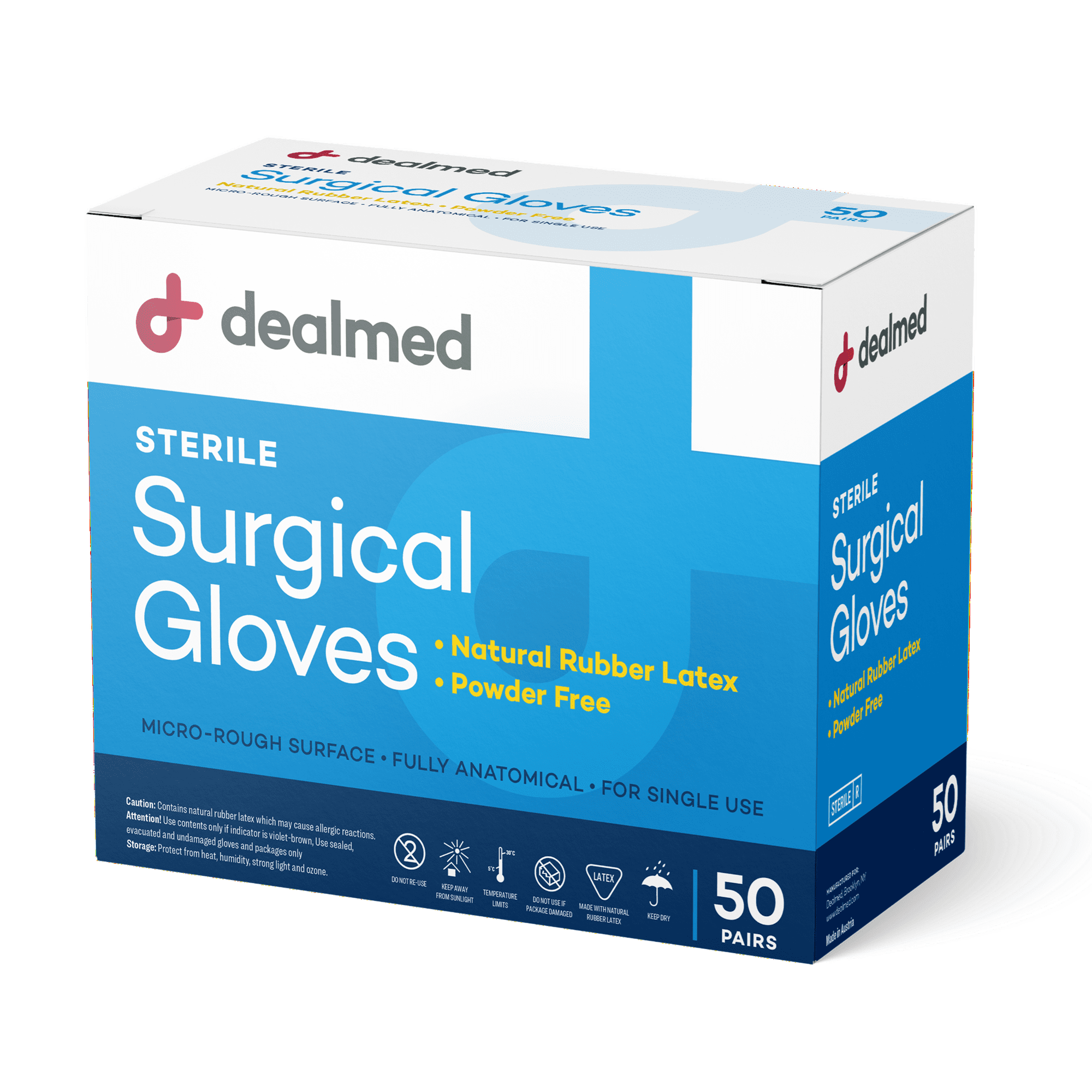 Dealmed Latex Glove, Sterile, Indivually Wrapped Pair of Gloves, Size 9, 50/Box (Pack of 1)