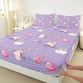 thumbnail image 4 of Feelyou Kawaii Music Cat Twin Sheet Sets, Cartoon Guitar Twin Fitted Sheet, Teens Kids Boys Girls Flat Sheet, Ultra Soft Bedroom Decor, 3 Pieces, 4 of 8