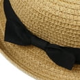 thumbnail image 5 of COCHLOUS Fashion Women's Girls Bowknot Roll-up Wide Brim Dome Straw Summer Sun Hat Bowler Beach (Light Coffee), 5 of 9