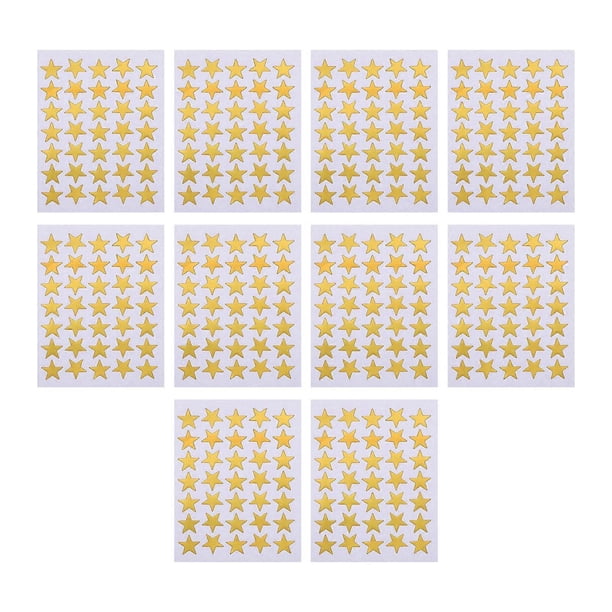 10 Sheets Kid Gold Five-pointed Star Stickers Golden Star Reward Stickers for Home